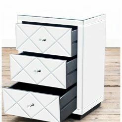House Of Bling Furniture Boutique Diamond Glass Mirrored Bedside Table
