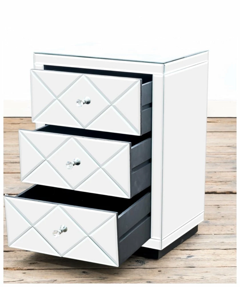 House Of Bling Furniture Boutique Diamond Glass Mirrored Bedside Table 4 House Of Bling Furniture Boutique Diamond Glass Mirrored Bedside Table