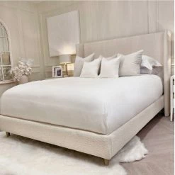 House Of Bling Furniture Boutique Lara Wing Bed In Teddy Fabric Luxury Beds