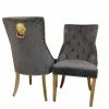 House Of Bling Furniture Boutique Valencia Lion Knock Plush Velvet Dark Grey Chair Set Dining Chairs