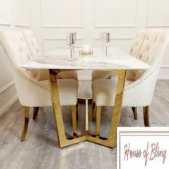 House Of Bling Furniture Dining Tables Zara Marble Dining Table With Chair Option