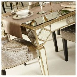 House Of Bling Furniture Boutique Dining Tables Morocco Range Gold Mirrored Dining Table.