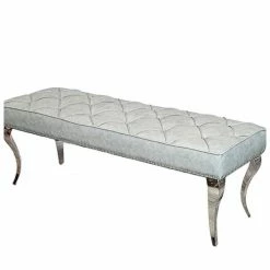 House Of Bling Furniture Boutique Cambridge Dining Bench In Silver Grey Leather