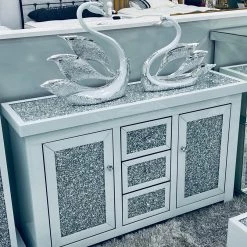 House Of Bling Furniture Boutique White Crushed Diamond Sideboard