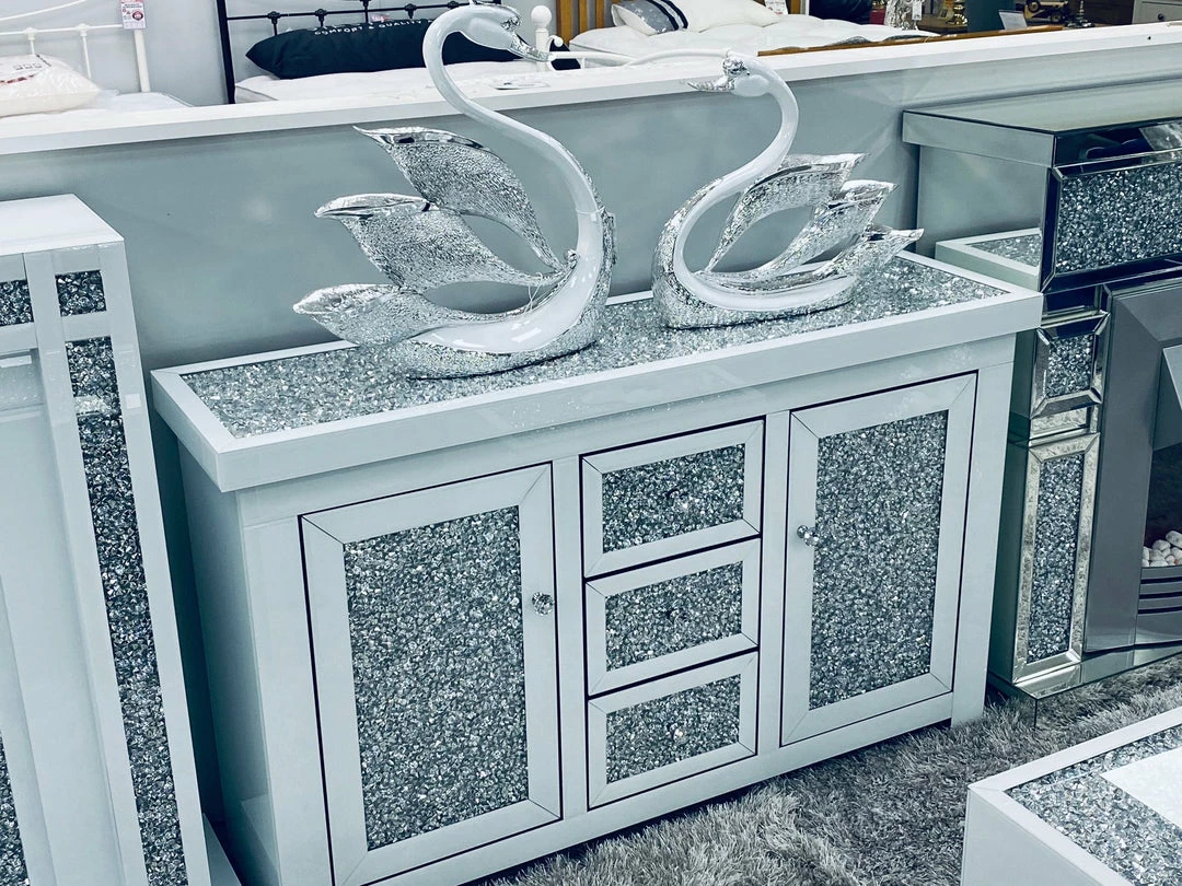 House Of Bling Furniture Boutique White Crushed Diamond Sideboard 3 House Of Bling Furniture Boutique White Crushed Diamond Sideboard