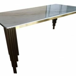 House Of Bling Furniture Mayfair Dining Table In Gold Marble Tables