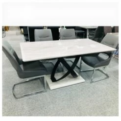 House Of Bling Furniture Boutique Siciley Marble Affect Dining Table Dining Tables And Chairs Sets