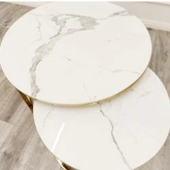 House Of Bling Furniture Boutique Side Tables Lara Coffee White Sintered Stone Tables