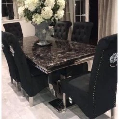 House Of Bling Furniture Boutique Black Marble Buxford Table Dining Tables And Chairs Sets