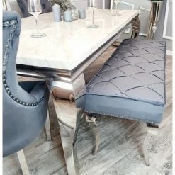 House Of Bling Furniture Boutique Cambridge Dining Bench In Dark Grey Velvet