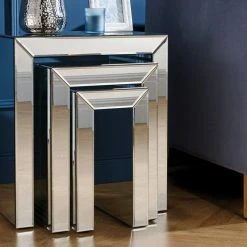 House Of Bling Furniture Boutique Side Tables Plain Mirrored Nest Tables