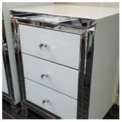 House Of Bling Furniture Boutique Bianca 3 Bedside Drawers White Furniture