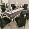 House Of Bling Furniture Boutique Black Glass Cambridge Table With Elsa Lion Knock Chsirs Dining Tables And Chairs Sets