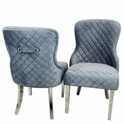 House Of Bling Furniture Boutique Buckley Chair Set Dark Grey Velvet Dining Chairs