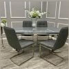House Of Bling Furniture Boutique Buxford Grey Glass Top Table With James Chairs Dining Tables And Chairs Sets