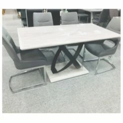 House Of Bling Furniture Boutique Siciley Marble Affect Dining Table Dining Tables And Chairs Sets