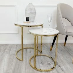 House Of Bling Furniture Boutique Side Tables Lara Nest White Sintered Stone Tables