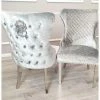 House Of Bling Furniture Boutique Park Lane Lion Knock Chairs Pewter Shimmer Velvet Dining Chairs