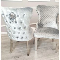 House Of Bling Furniture Boutique Park Lane Lion Knock Chairs Pewter Shimmer Velvet Dining Chairs