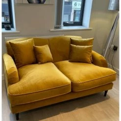 House Of Bling Furniture Boutique Billy Sofa In Mustard Yellow Velvet