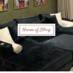House Of Bling Furniture Boutique Charles Gold Cup Holder Cinema Sofa With Pull Out Footstool Sofas