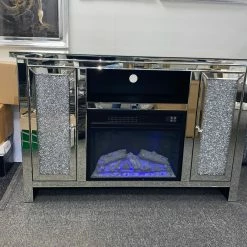 House Of Bling Furniture Boutique Fire Places Crushed Diamond LED Fire Sideboard
