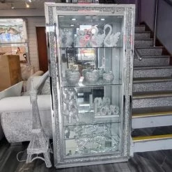 House Of Bling Furniture Boutique Crushed Diamond Display Cabinet Mirrored Side