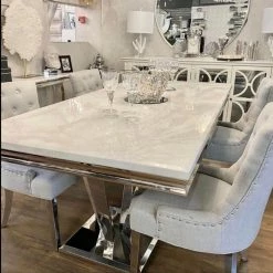House Of Bling Furniture Boutique Ariana Marble X Cream Marble Table Top With Chairs Dining Tables And Chairs Sets