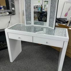 House Of Bling Furniture Boutique Dressing Tables White 2 Drawer Crushed Diamond Dressing Table