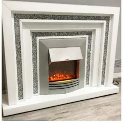 House Of Bling Furniture Boutique Fire Places White Gloss And Crushed Diamond Fire Place