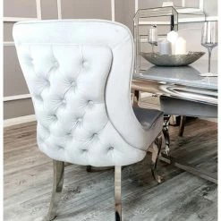 House Of Bling Furniture Boutique Buckingham Chair Light Grey Dining Chairs