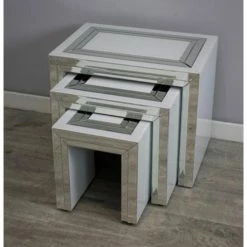 House Of Bling Furniture Boutique Bianca White Gloss Nest Tables