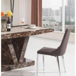 House Of Bling Furniture Boutique Bonita Dining Table Brown Marble Affect Dining Tables And Chairs Sets