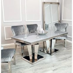 House Of Bling Furniture Boutique Athens Table With High Gloss Grey Glass Top