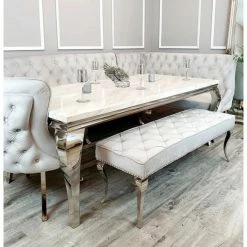 House Of Bling Furniture Boutique Dining Tables And Chairs Sets Cambridge Dining Table Bench Light Grey