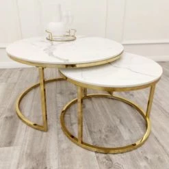 House Of Bling Furniture Boutique Side Tables Lara Coffee White Sintered Stone Tables
