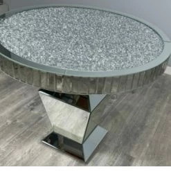 House Of Bling Furniture Boutique Round Crushed Mirror Dining Table