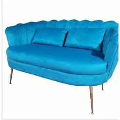 House Of Bling Furniture Boutique Oyster Sofa In Sea Blue Velvet Sofas