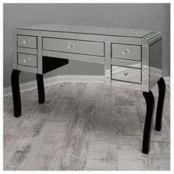 House Of Bling Furniture Boutique Curved Clear Mirrored Dressing Table