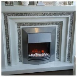House Of Bling Furniture Boutique Fire Places White Gloss And Crushed Diamond Fire Place