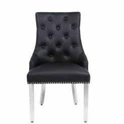 House Of Bling Furniture Boutique Lion Knock Chair In Leather Black Dining Chairs