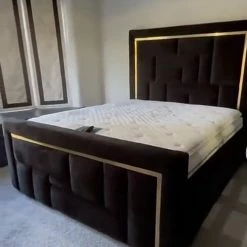 House Of Bling Furniture Park Lane Metal Trim Bed Beds