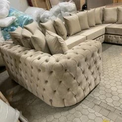 House Of Bling Furniture Boutique Surrey Fully Buttoned U Shape Sofa.