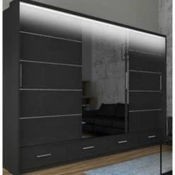 House Of Bling Furniture Boutique Siciley Wardrobe 255 Cm Wide Available With LED Lights