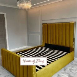House Of Bling Furniture Boutique Luxury Linear Thomas Metal Trim Bed