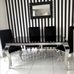 House Of Bling Furniture Boutique Dining Tables And Chairs Sets Cambridge Black Glass Table With Paris Chairs