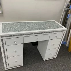 House Of Bling Furniture Boutique White Crushed Diamond Trim Dressing Table Dressing Tables