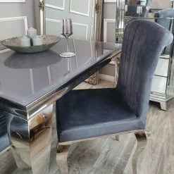 House Of Bling Furniture Boutique Dining Tables And Chairs Sets Cambridge Black Or Grey Glass Table With Dark Grey Paris Chairs