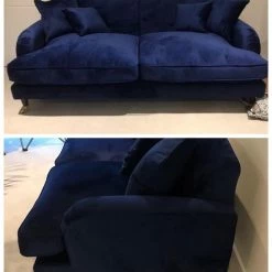House Of Bling Furniture Boutique Billy Sofa Set In Navy Blue Velvet