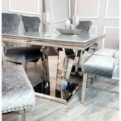 House Of Bling Furniture Boutique Dining Tables And Chairs Sets Athens Table Grey Glass Top 1.4 Meter Table
